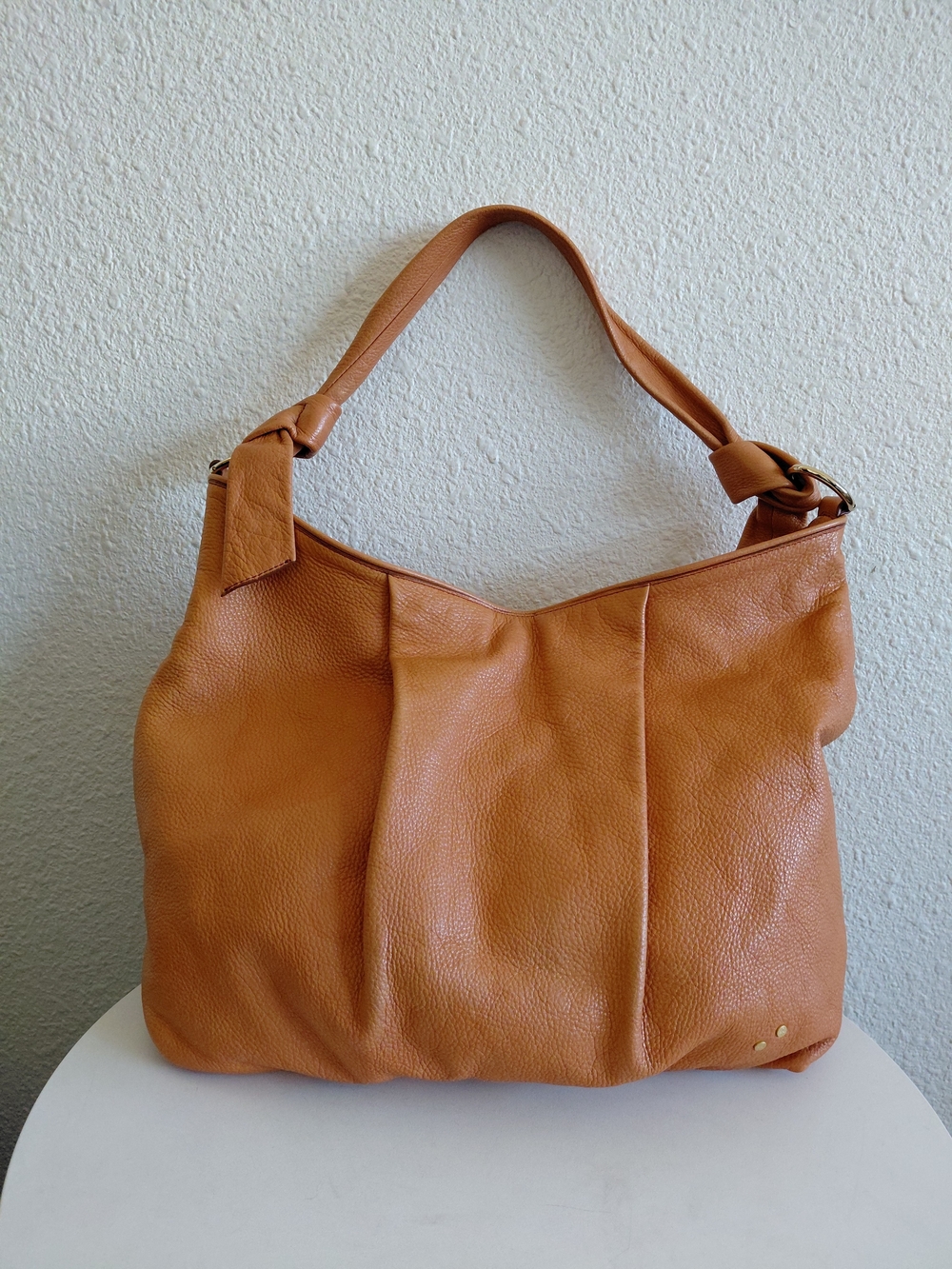 The Vero Womens Orange Pebbled Leather Hobo Shoulder Bag
